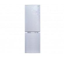 Двухкамерный холодильник LG GA-B439TLDF TOTAL NO FROST. Высота 190см. Скругленные дверцы из закаленного стекла. Цвет: светло-серый с цветочным узором.