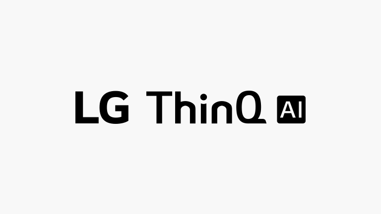 Логотипы LG ThinQ AI, расположенные вертикально на белом фоне.